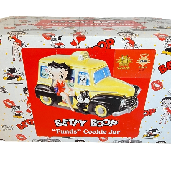 BETTY BOOP CAB CO LIMITED VANDOR 2007 CERAMIC COOKIE JAR 9" X 13" X 8'' RARE NIB - Picture 5 of 16
